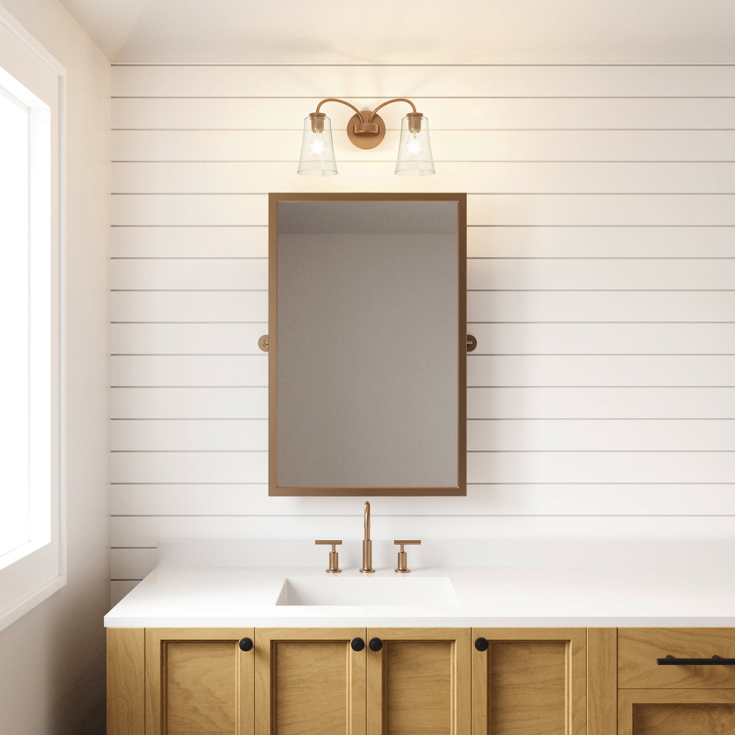 Emily 17'' Wide 2-Light Vanity Light - Brushed Gold