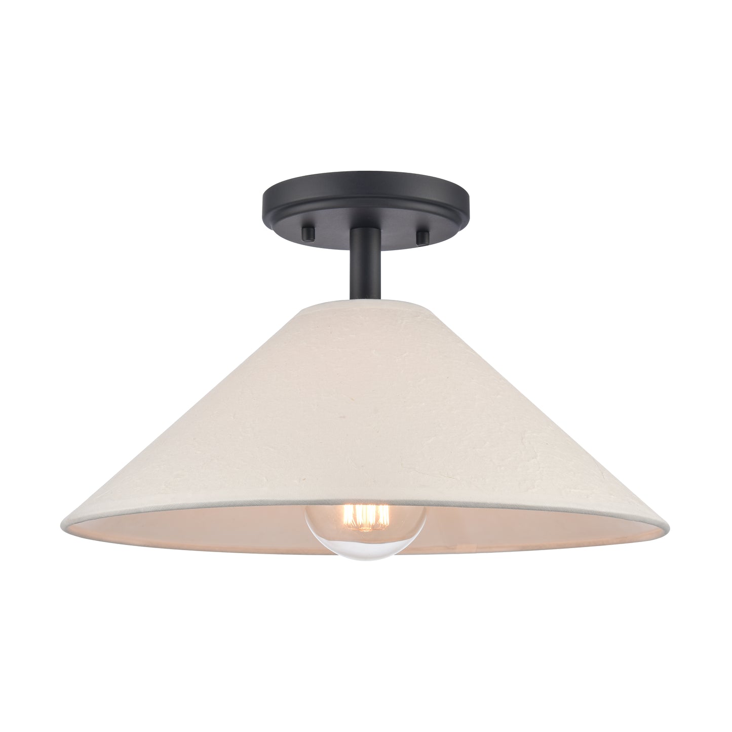 Rydell 14'' Wide 1-Light Semi Flush Mount - Matte Black and Parchment