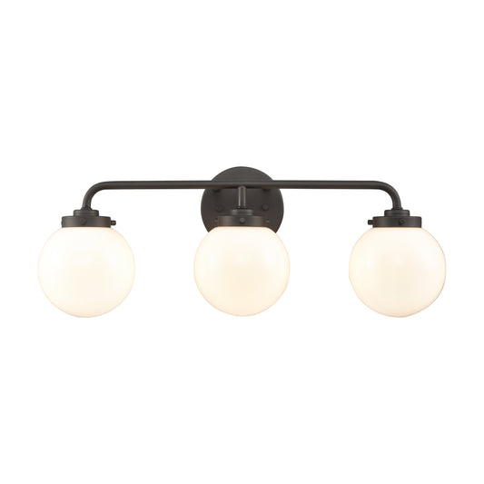 Fairbanks 22.75'' Wide 3-Light Vanity Light - Matte Black and Opal