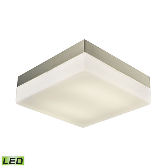 Wyngate 9'' Wide 2-Light Integrated LED Flush Mount - Large Square Satin Nickel with Opal Glass
