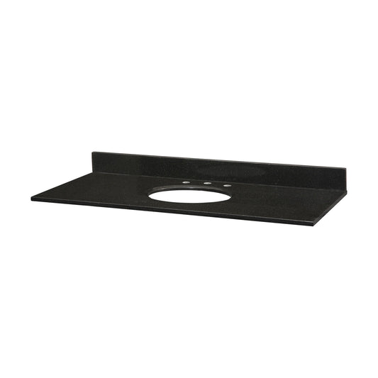 Stone Top - 49-inch for Oval Undermount Sink - Black Granite