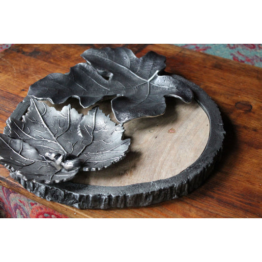 Grape Leaf Tray - Antique Silver