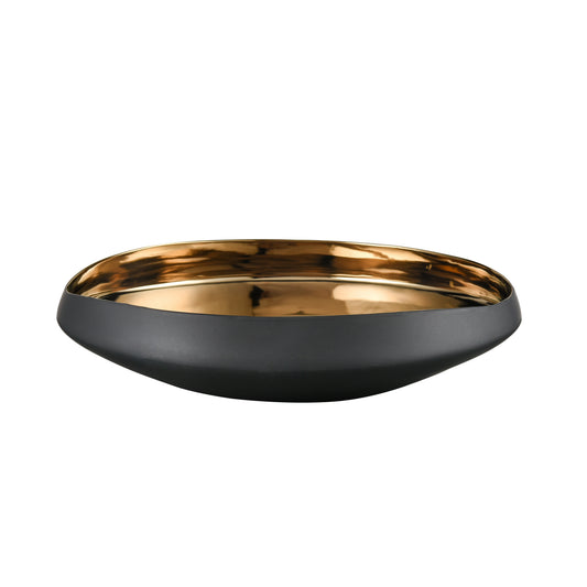 Greer Bowl - Low Black and Gold Glazed