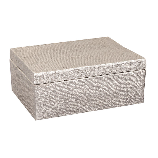 Square Linen Texture Box - Large Nickel