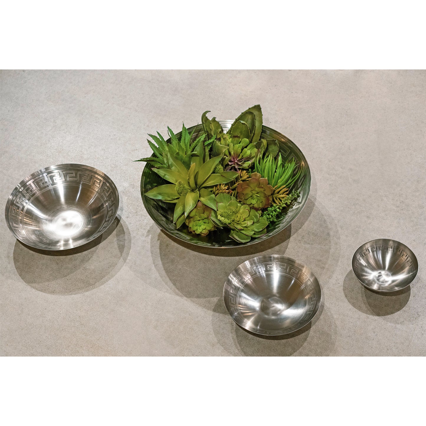 Greek Key Bowl - Set of 3 Nickel