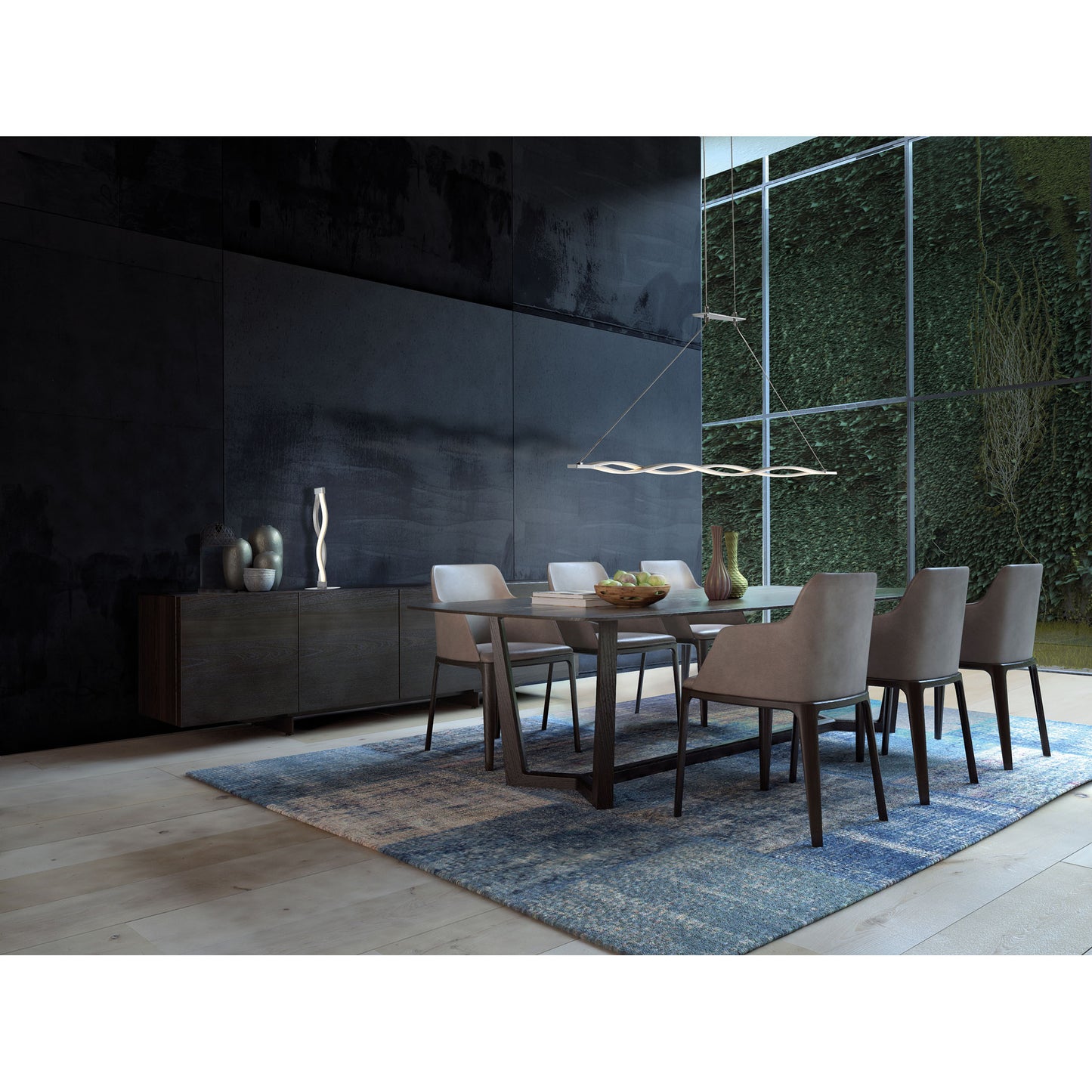 Twist 2'' Wide 2-Light Linear Chandelier - Aluminum