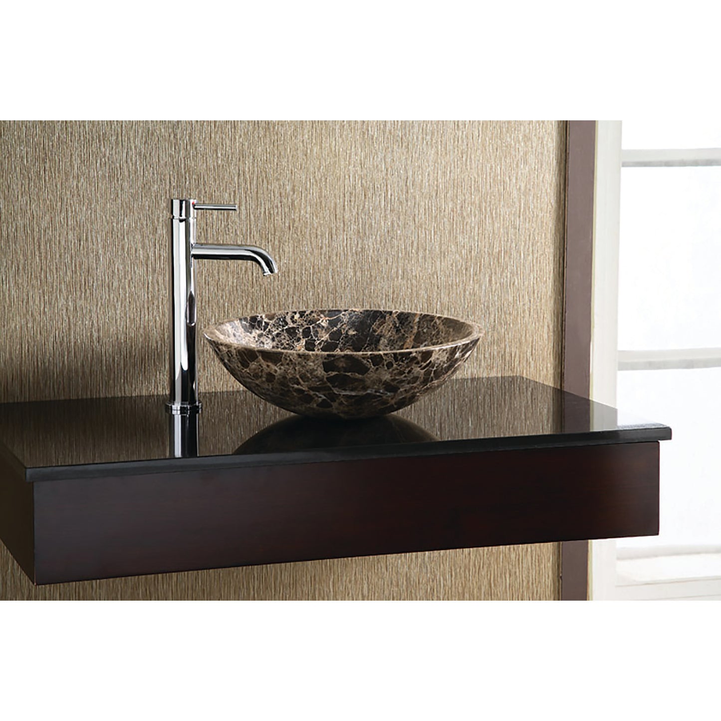 Round Stone Vessel - Dark Emperador Marble