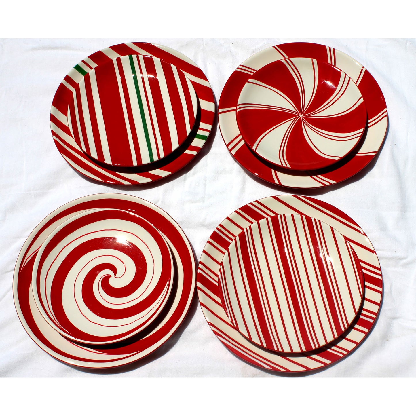 Candy Cane Style Plate - Set of 4