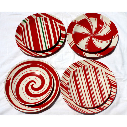 Candy Cane Style Plate - Set of 4