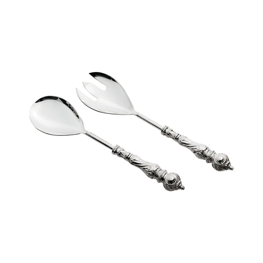 Salad Server Set with Embossed Silver Plated