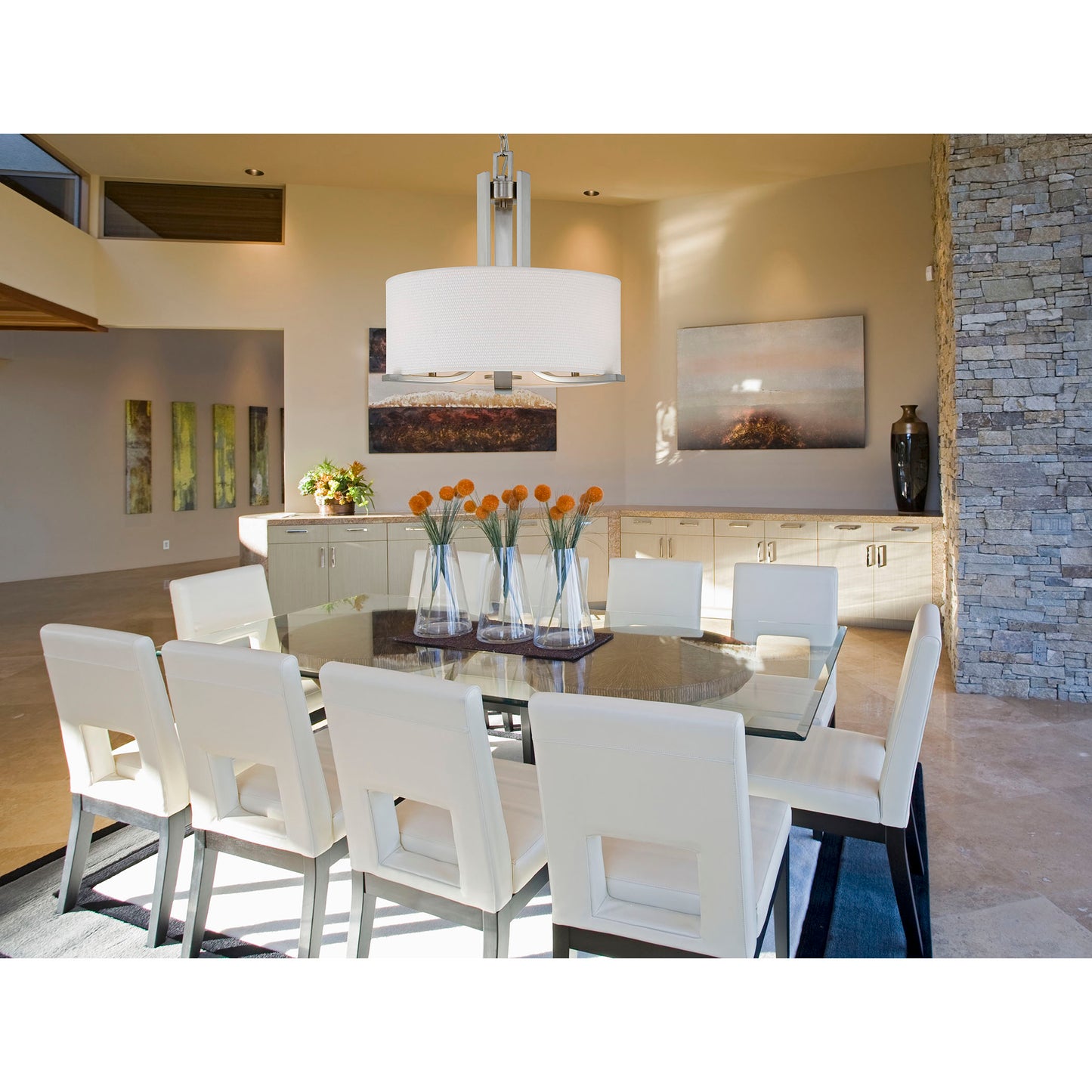Pendenza 20'' Wide 3-Light Chandelier - Brushed Nickel