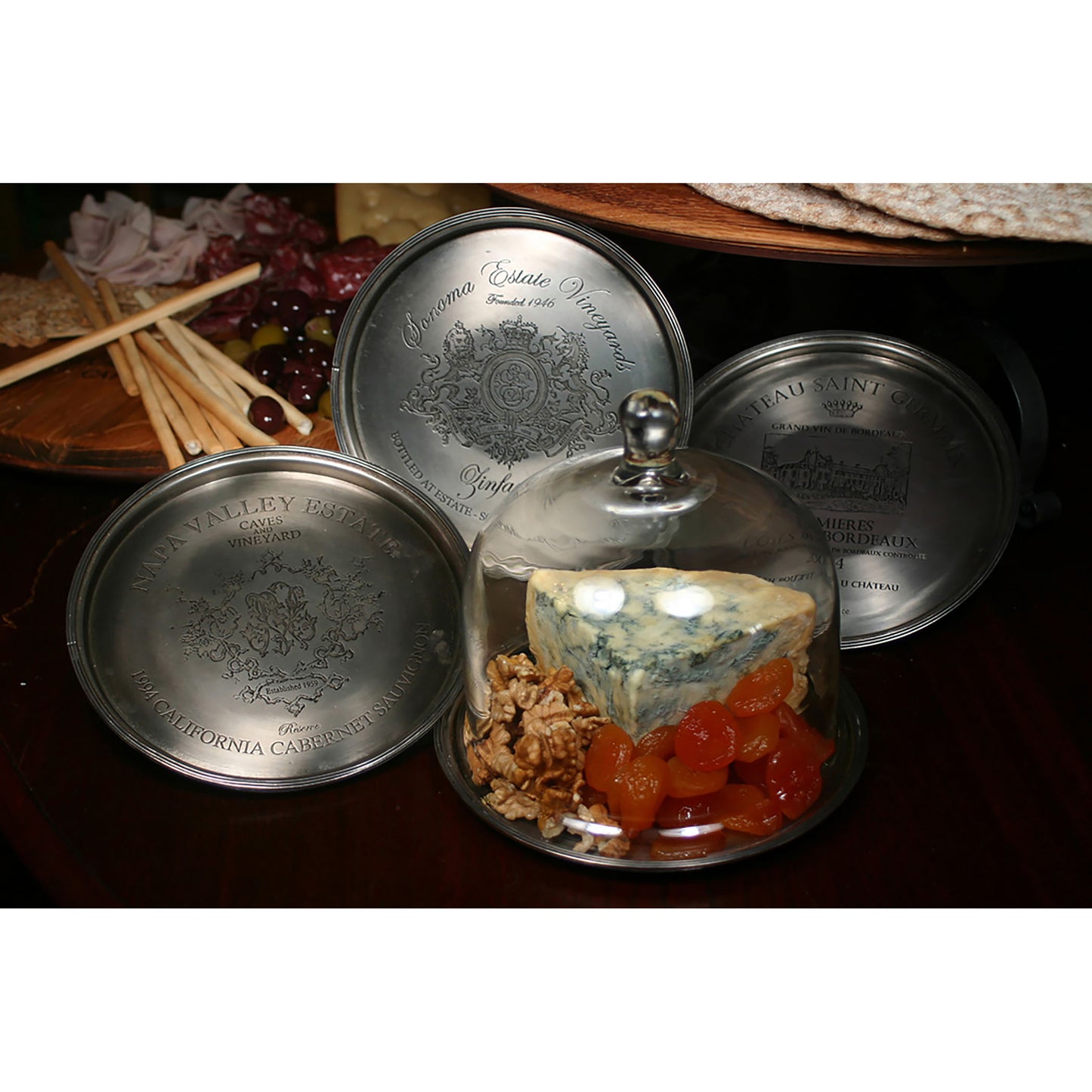 Napa Tray with Cloche - Small Antique Silver